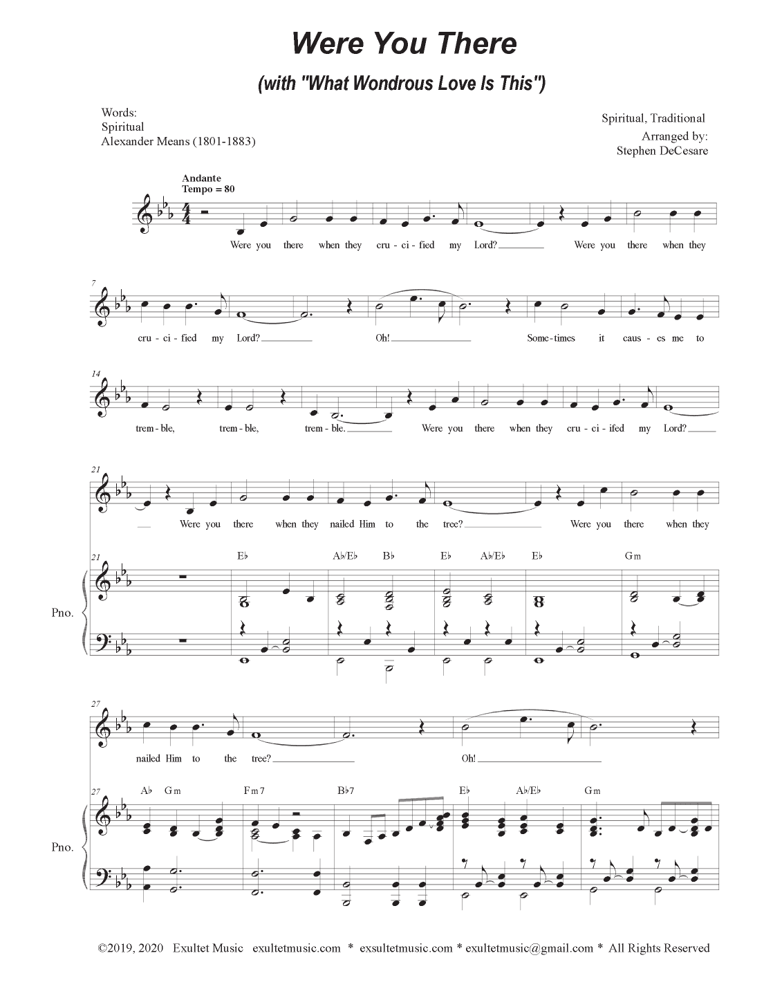 Were You There (with "What Wondrous Love Is This") (Unison choir) (arr. Stephen DeCesare)