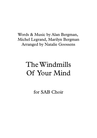 The Windmills Of Your Mind (arr. Natalie Goossens)