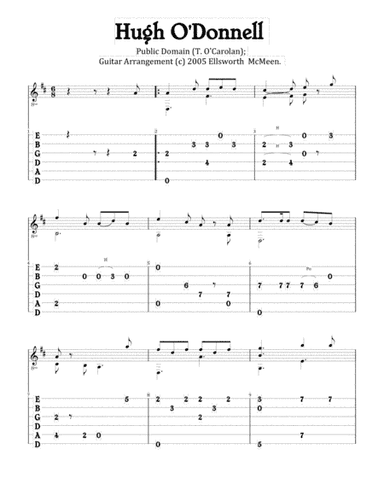 Hugh O'Donnell Jig (For Fingerstyle Guitar Tuned Drop D) (arr. Ellsworth McMeen)