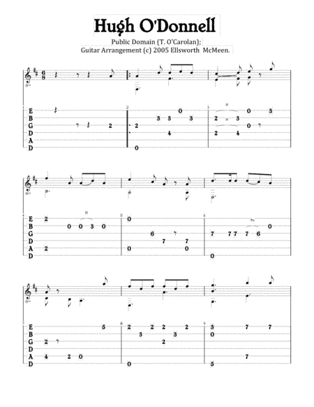 Hugh O'Donnell Jig (For Fingerstyle Guitar Tuned Drop D) (arr. Ellsworth McMeen)