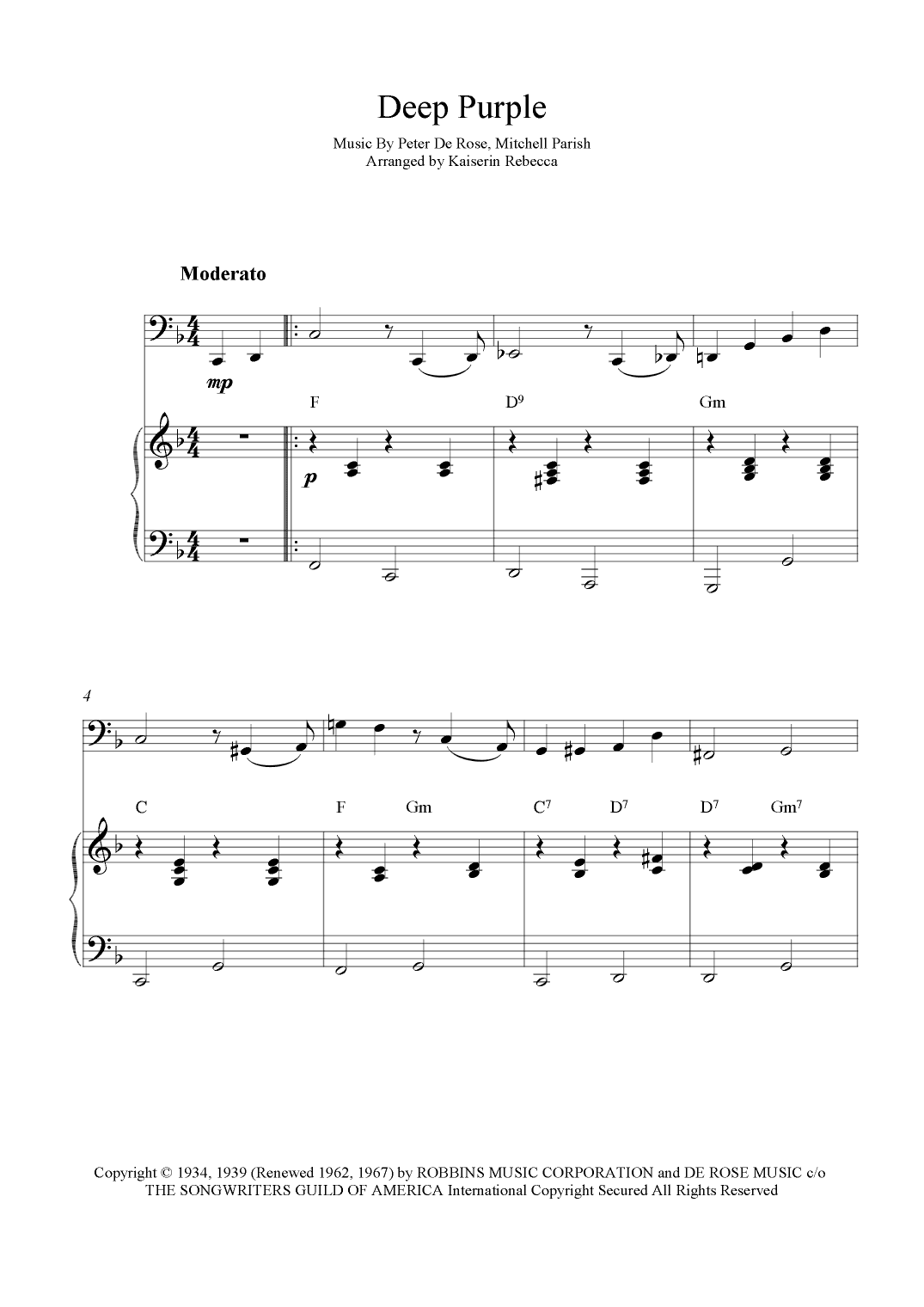 Deep Purple (arr. Kaiserin Rebecca)
