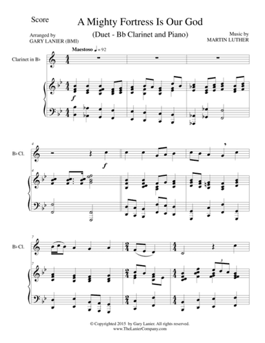 A MIGHTY FORTRESS IS OUR GOD (Duet – Bb Clarinet and Piano/Score and Parts) (arr. Gary Lanier)