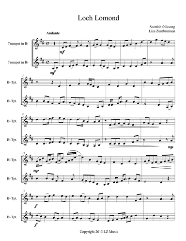 Loch Lomond for Two Trumpets (arr. Liza Zumbrunnen)