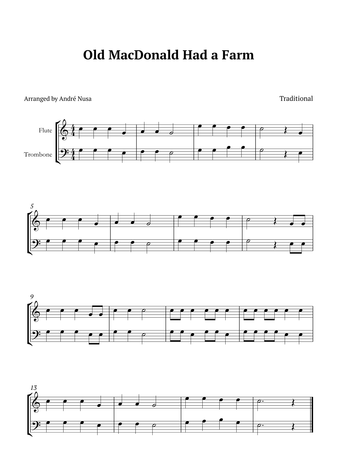 Old MacDonald Had a Farm (arr. André Nusa)