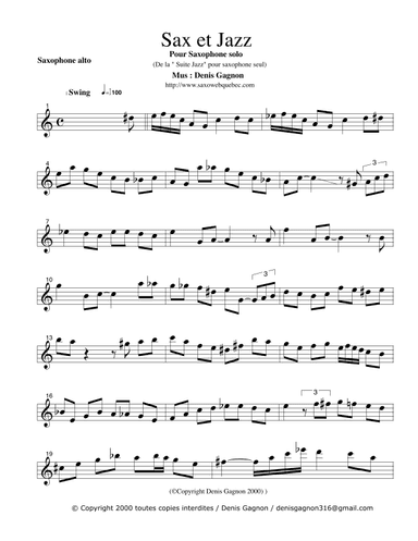 Sax et Jazz (Suite jazz pour saxophone seul)