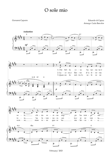 O Sole Mio (Eduardo di Capua) - E Major Chords (arr. Cadu Barcelos)
