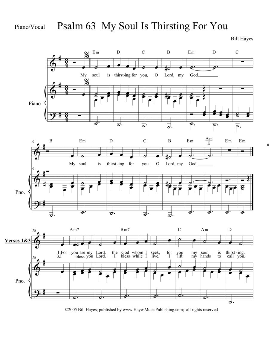 Psalm 63:  My Soul Is Thirsting For You - piano/vocal