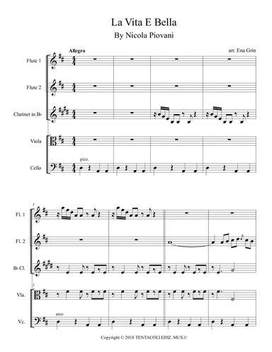 Life Is Beautiful "la Vita E Bella" (arr. Arranger Ena Grin)