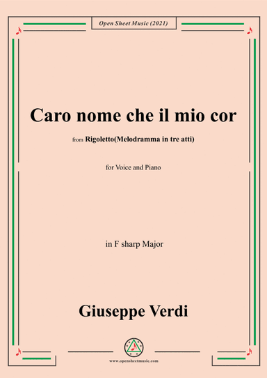 Verdi-Caro nome che il mio cor,in F sharp Major (arr. Open Cloud)