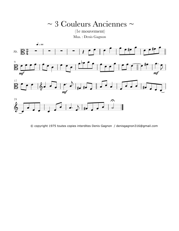 3 Couleurs anciennes / pour Quatuor à Cordes / (1er Mouvement)