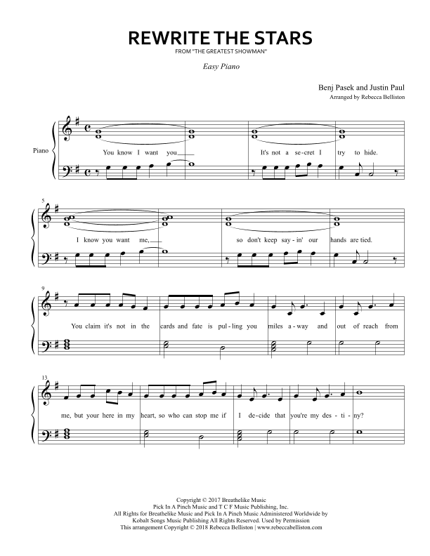 Rewrite The Stars (arr. Rebecca Belliston)