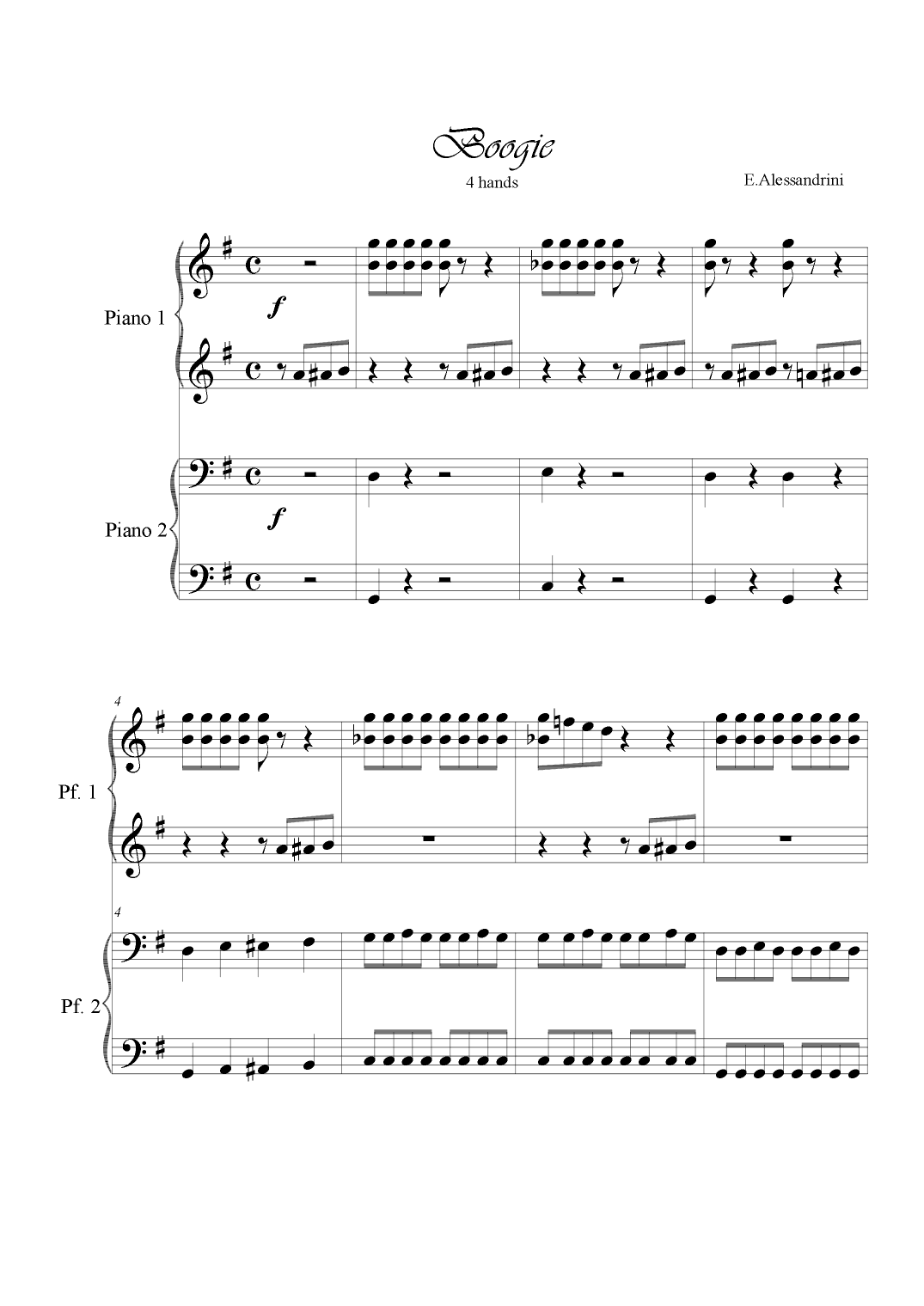 Boogie. Piano 4 hands (arr. Ester Alessandrini)
