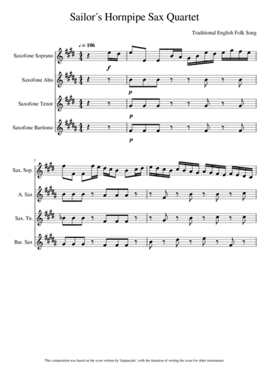 Sailor´s Hornpipe - Saxophone Quartet (arr. Igor Carvalho)