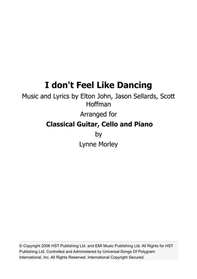 I Don't Feel Like Dancin' (arr. Lynne Morley)