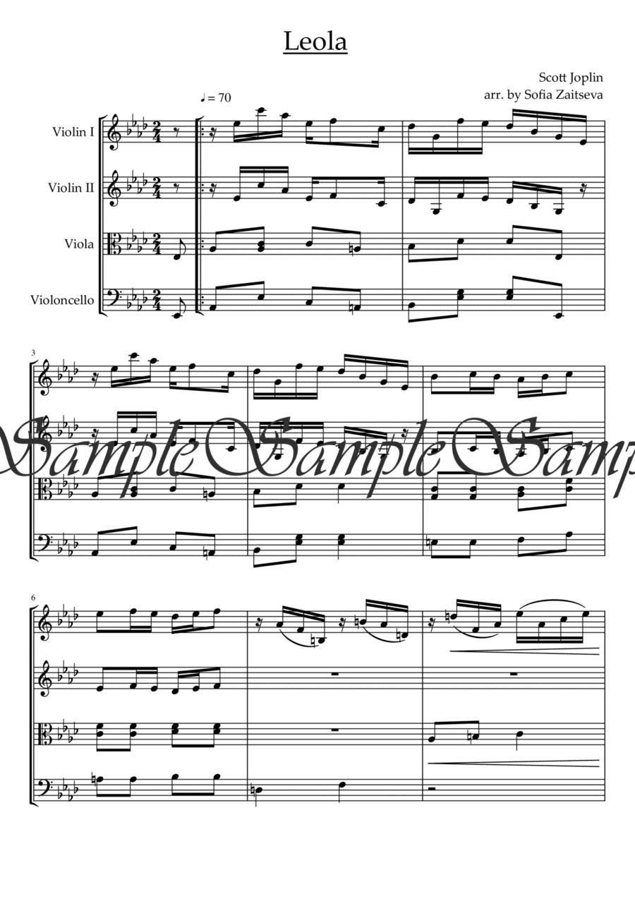 Leola Rag for String Quartet (arr. Sofia Zaitseva)