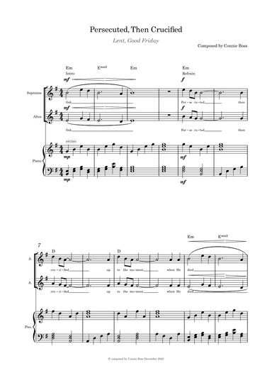 Persecuted Then Crucified solo and some harmony with piano key of G