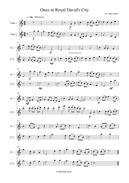 Once in Royal David's City Flute Duet (arr. Kate Jolley)