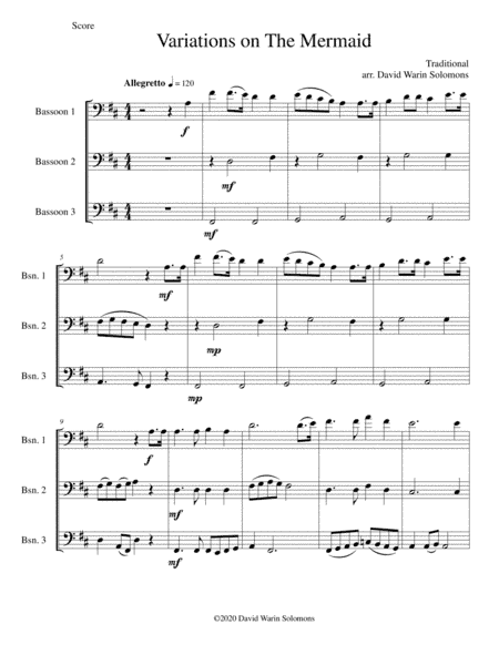 Variations on The Mermaid for bassoon trio (arr. David Warin Solomons)