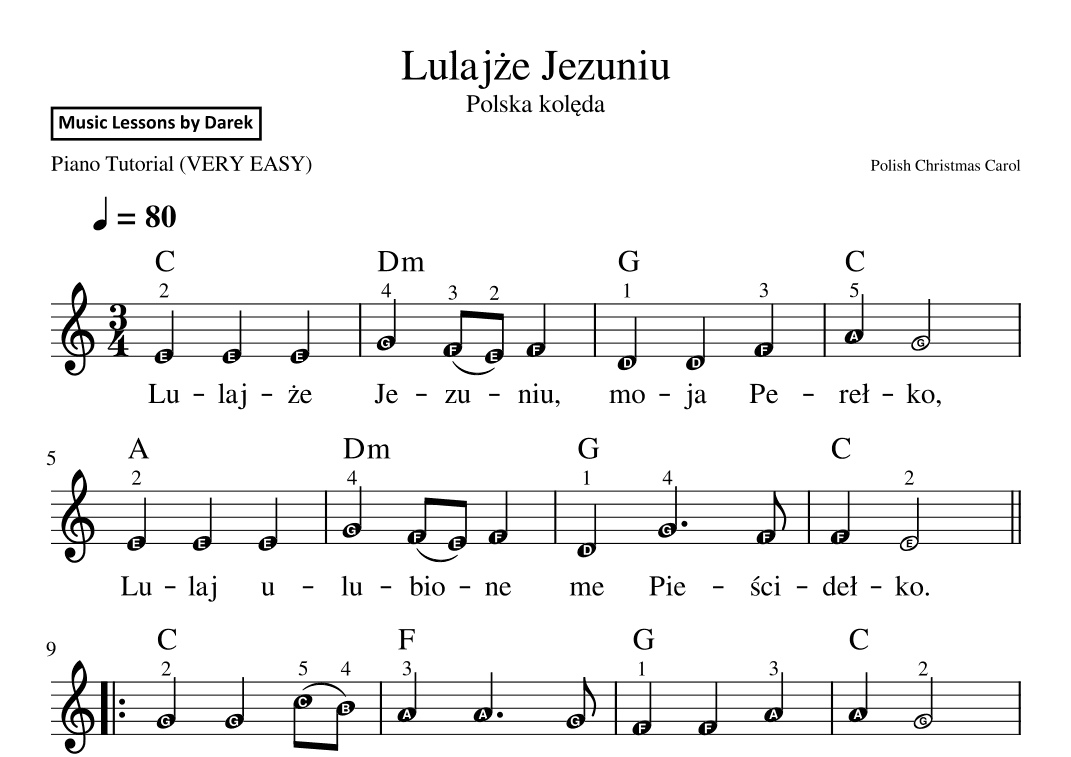 Lulajze Jezuniu (Polish Christmas Carol) [VERY EASY PIANO] (arr. Darek)