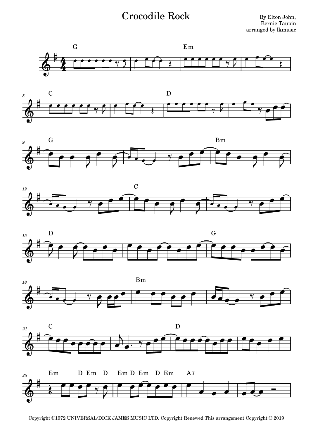 Crocodile Rock (arr. Lkmusic)