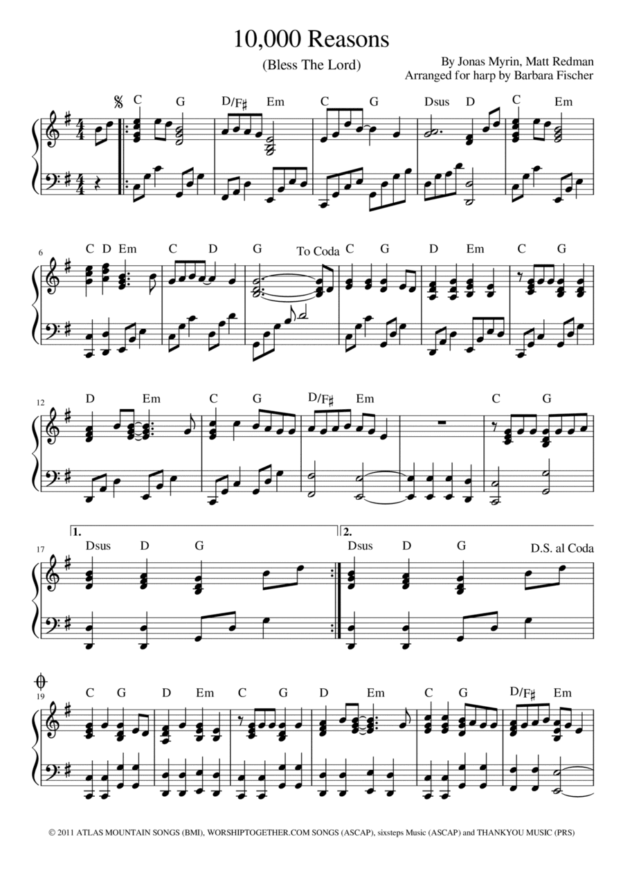 10,000 Reasons (bless The Lord) (arr. Barbara Fischer)