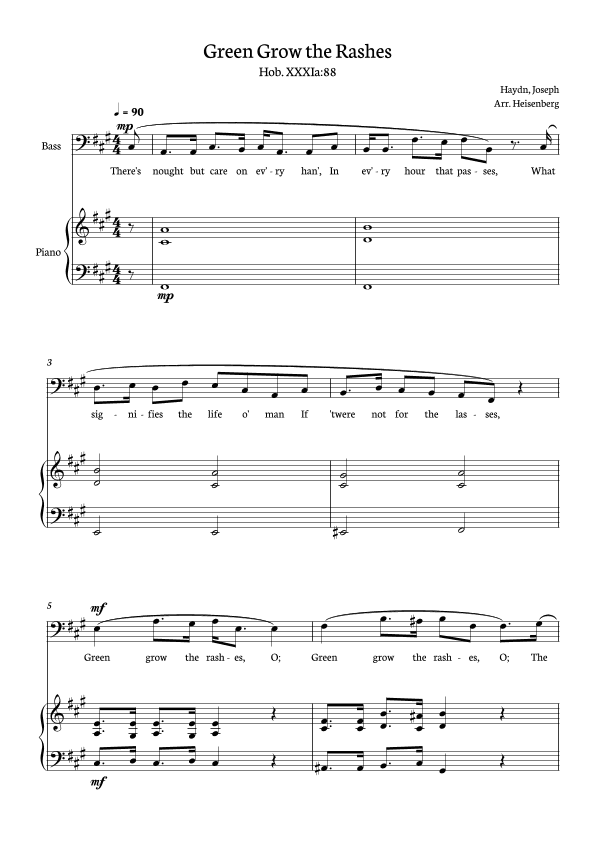 Joseph Haydn - Green Grow The Rashes for Bass with Piano in F# minor. (arr. Heisenberg)