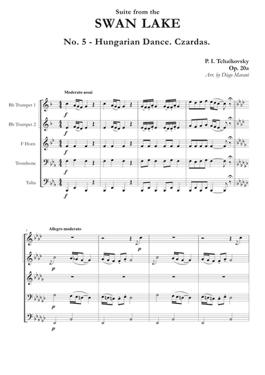 "Hungarian Dance. Czardas" from Swan Lake Suite for Brass Quintet (arr. Diego Marani)