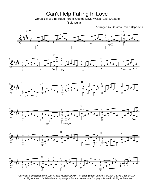 Can't Help Falling In Love (arr. Gerardo Perez Capdevila)