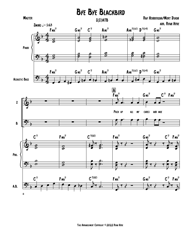Bye Bye Blackbird (arr. Ryan Hyde)