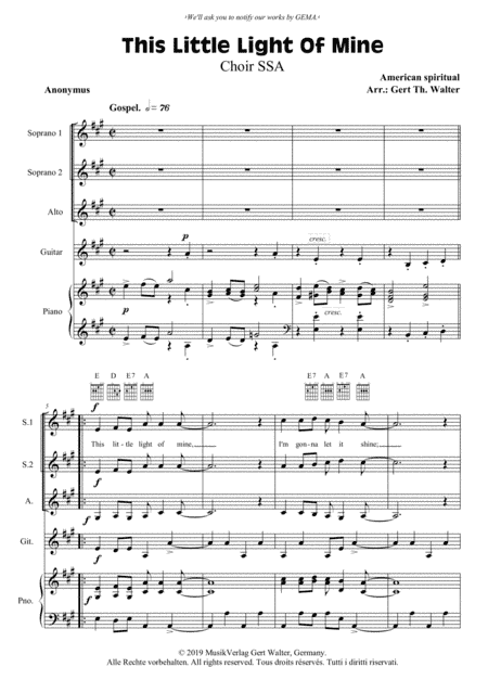 This Little Light Of Mine (arr. Gert Th. Walter)