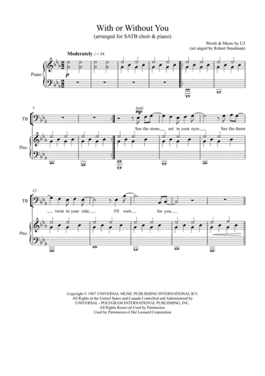 With Or Without You (arr. Robert Steadman)