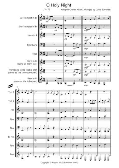 O Holy Night for Brass Quintet (arr. D.Burndrett)