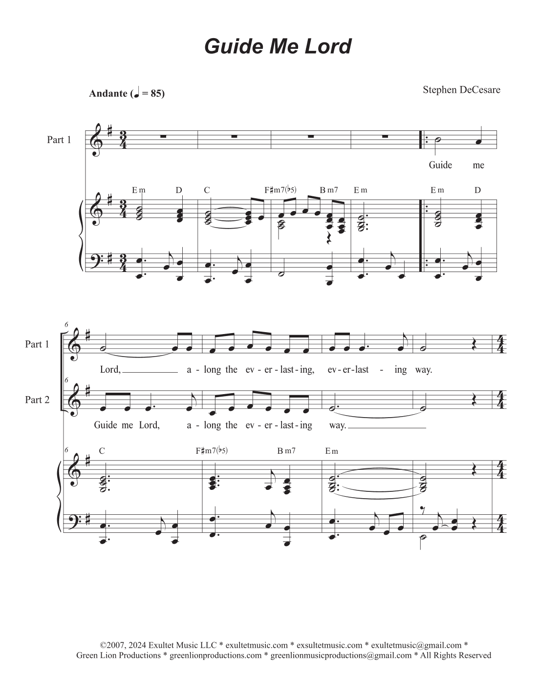 Guide Me Lord (2-part choir)