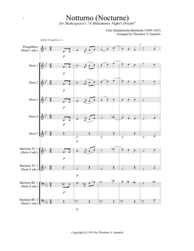 Notturno (Nocturne) for Shakespeare's "A Midsummer Night's Dream" (horn quintet) (arr. Theodore A. Samuels)