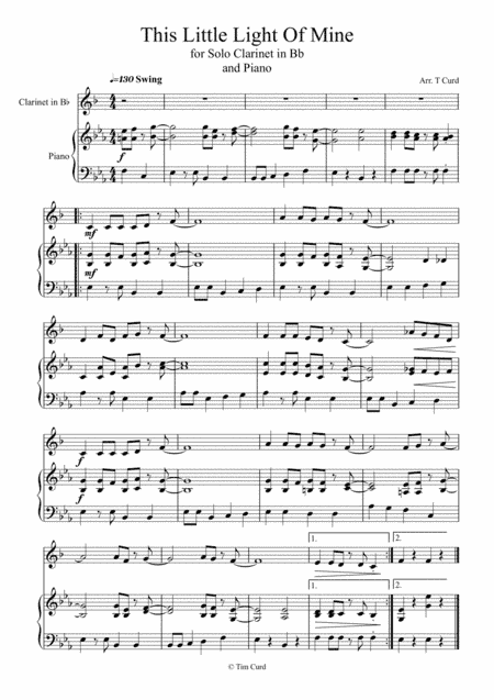 This Little Light of Mine for Clarinet in Bb and Piano (arr. Tim Curd)
