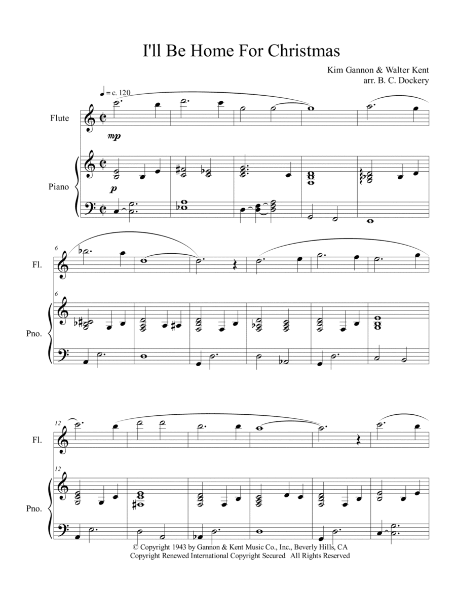 I'll Be Home For Christmas (arr. B. C. Dockery)