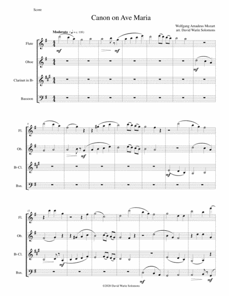 Canon on Ave Maria for wind quartet (arr. David Warin Solomons)