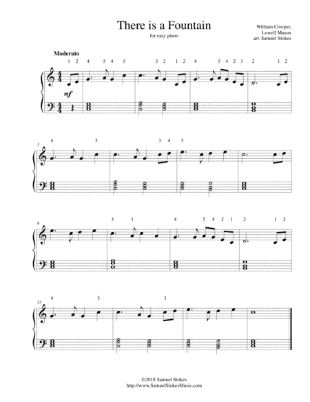 There is a Fountain - for easy piano (arr. Samuel Stokes)