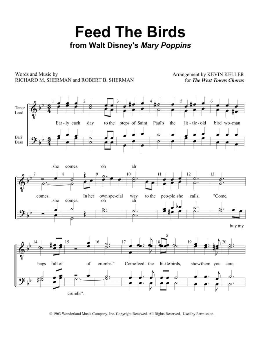 Feed The Birds (tuppence A Bag) (arr. Kevin Keller)