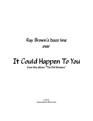 It Could Happen To You (arr. Nicola Corso)