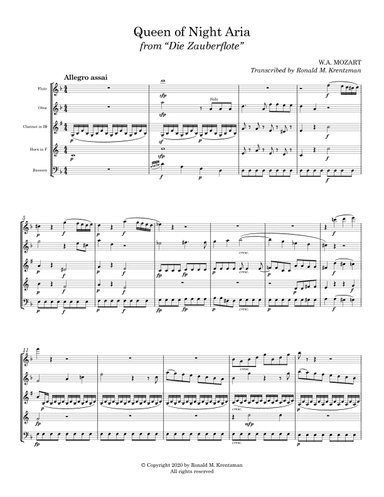 Queen of the Night Aria from "The Magic Flute" (arr. Ronald M. Krentzman)