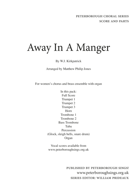 Away In A Manger SSAA Brass Accompaniment Score and Parts (arr. Matthew Philip Jones)