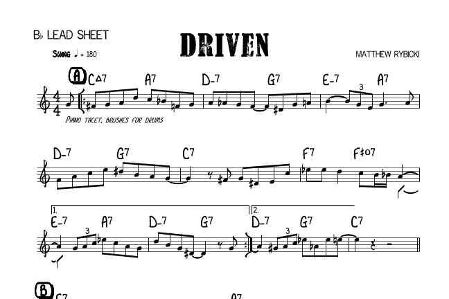 Driven (Bb Lead Sheet)