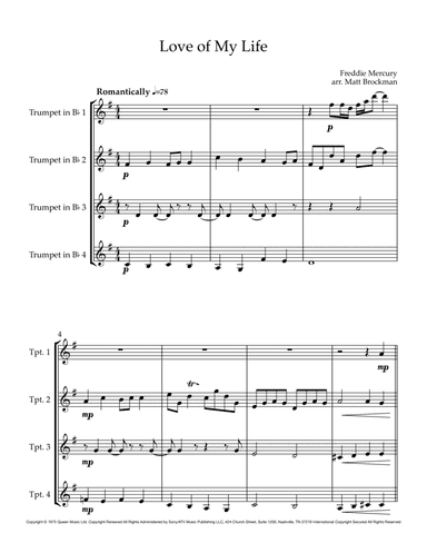 Love Of My Life (arr. Matt Brockman)