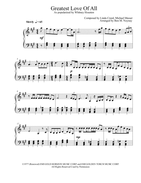 The Greatest Love Of All (arr. Ben M. Noynay)