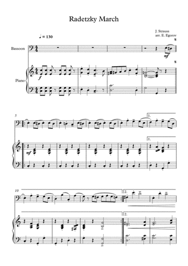 Radetzky March, Johann Strauss Sr., For Bassoon & Piano (arr. Eugene Egorov)