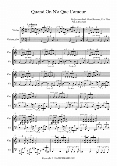 Quand On N'a Que L'amour (arr. Caroline Pearsall)