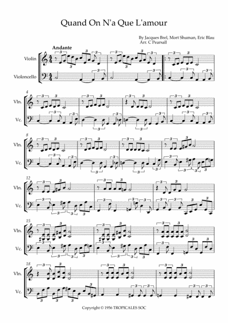 Quand On N'a Que L'amour (arr. Caroline Pearsall)