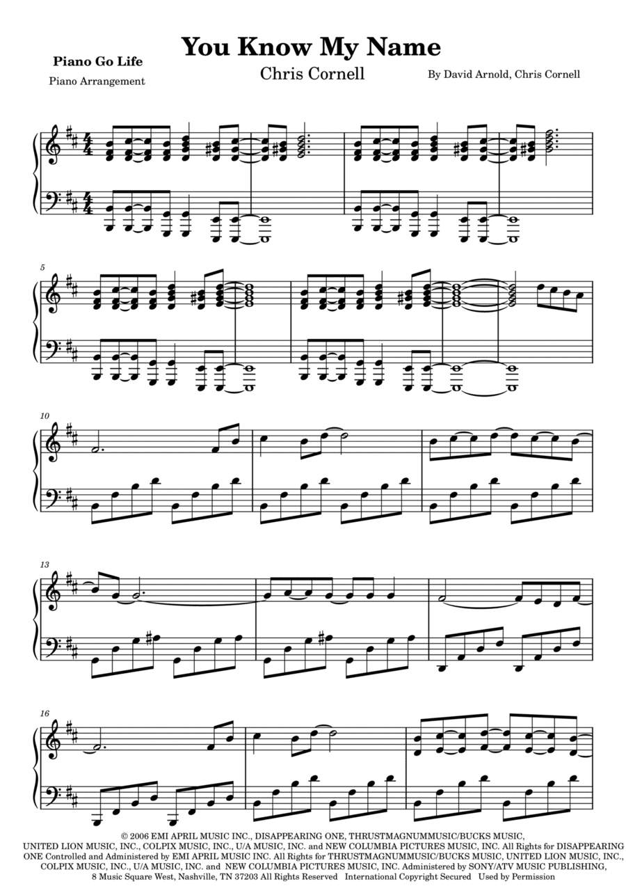 You Know My Name (arr. Piano Go Life)