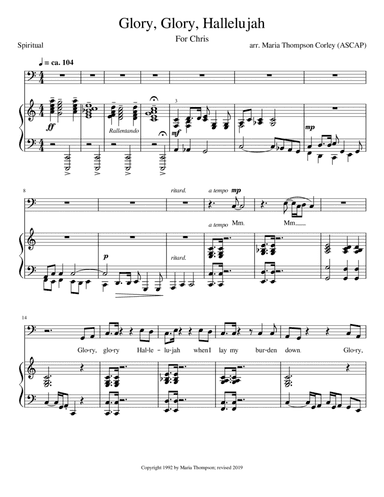 Glory, Glory, Hallelujah (arr. Maria Thompson Corley)